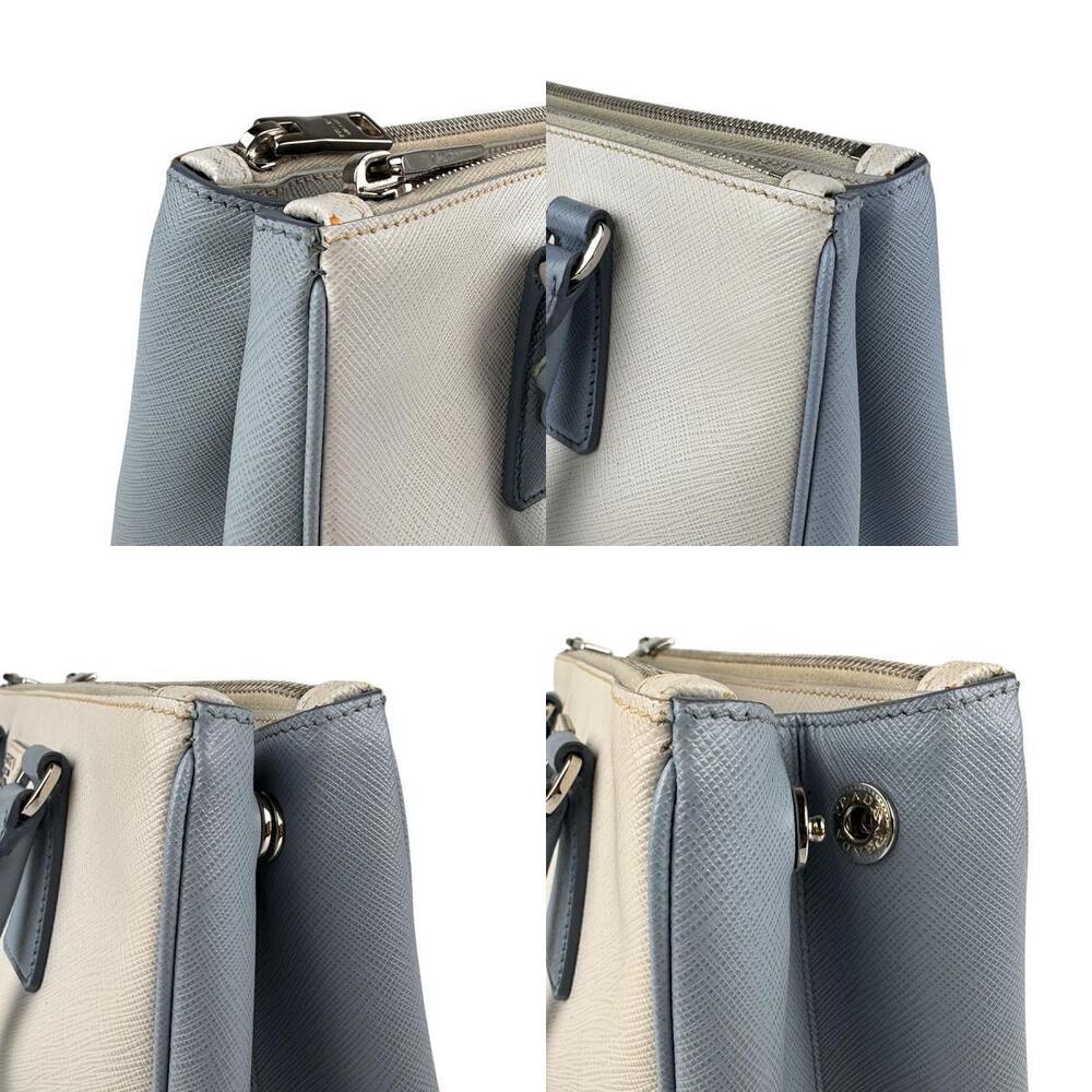 Prada handbag shoulder bag off white blue silver leather - Picture 3 of 4